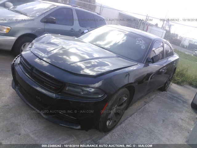 2C3CDXHG5FH890421 - 2015 DODGE CHARGER SXT BLACK photo 2