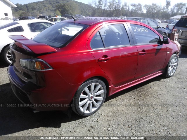 JA3AU86U68U001092 - 2008 MITSUBISHI LANCER GTS RED photo 4