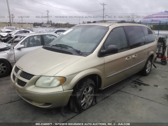 2B8GP74LX1R280522 - 2001 DODGE GRAND CARAVAN EX GOLD photo 2