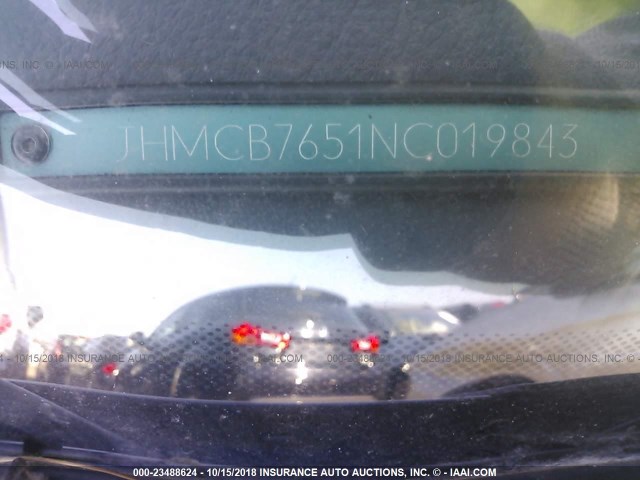 JHMCB7651NC019843 - 1992 HONDA ACCORD LX/EX BLACK photo 9