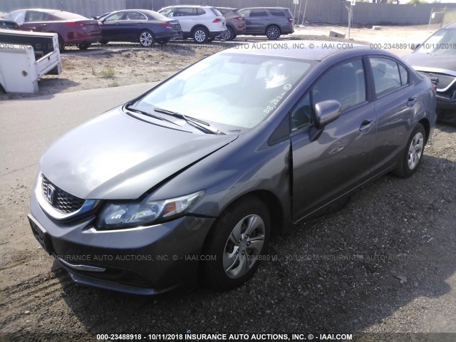 19XFB2F54EE226947 - 2014 HONDA CIVIC LX GRAY photo 2