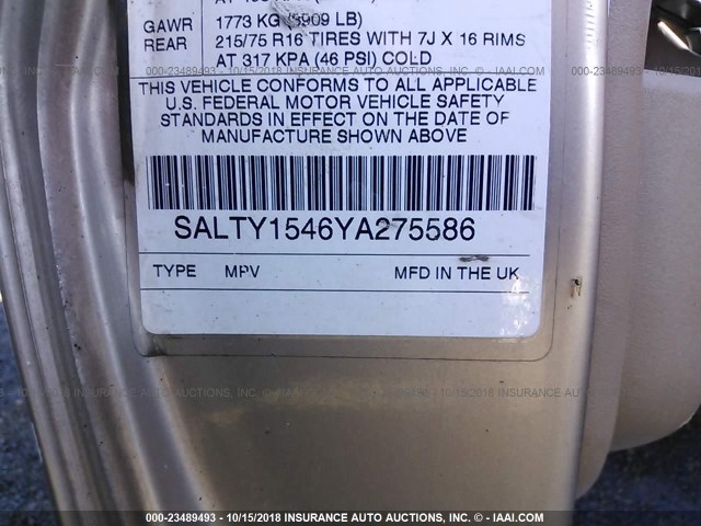 SALTY1546YA275586 - 2000 LAND ROVER DISCOVERY II  ოქროსფერი ფოტო 9