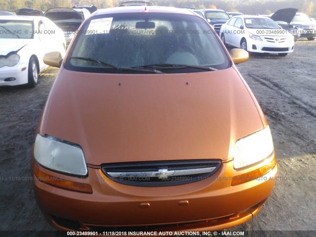 KL1TD62635B389189 - 2005 CHEVROLET AVEO LS ORANGE photo 6