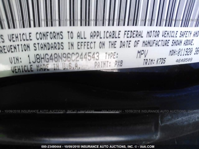 1J8HG48N96C244543 - 2006 JEEP COMMANDER შავი ფოტო 9