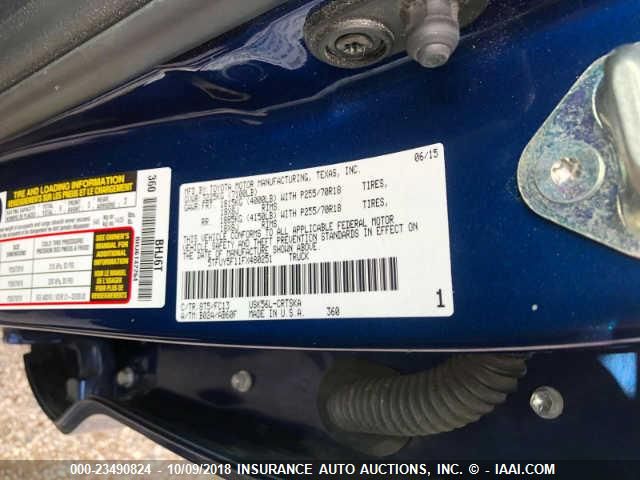 5TFUY5F11FX480251 - 2015 TOYOTA TUNDRA DOUBLE CAB SR/SR5 BLUE photo 9