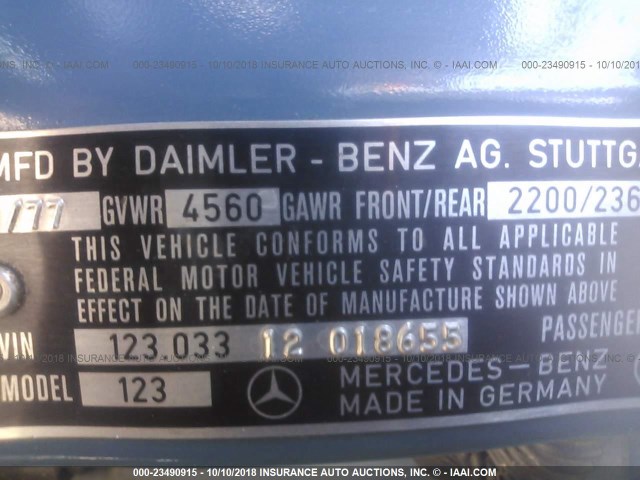 12303312018655 - 1977 MERCEDES-BENZ 280E BLUE photo 9