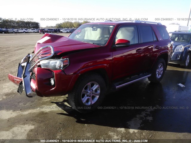 JTEBU5JR4E5188079 - 2014 TOYOTA 4RUNNER SR5/LIMITED/TRAIL RED photo 2