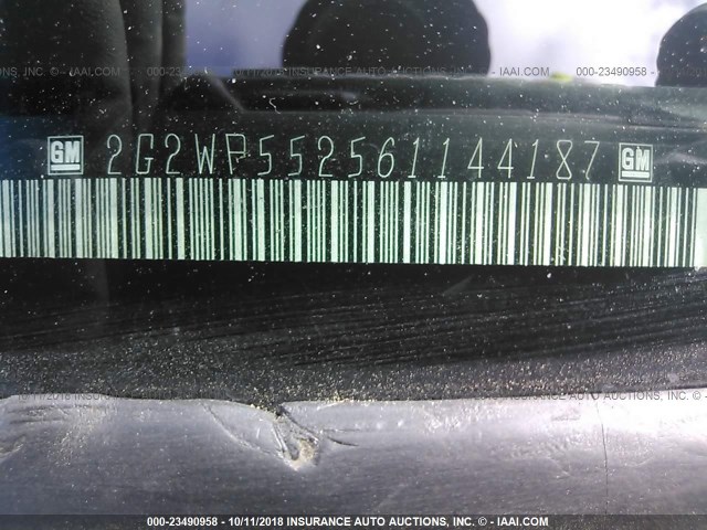 2G2WP552561144187 - 2006 PONTIAC GRAND PRIX TEAL photo 9