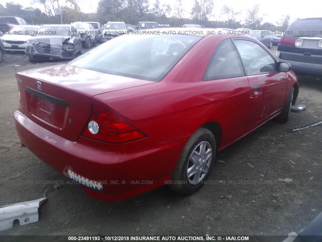 1HGEM22194L020328 - 2004 HONDA CIVIC DX VP RED photo 4