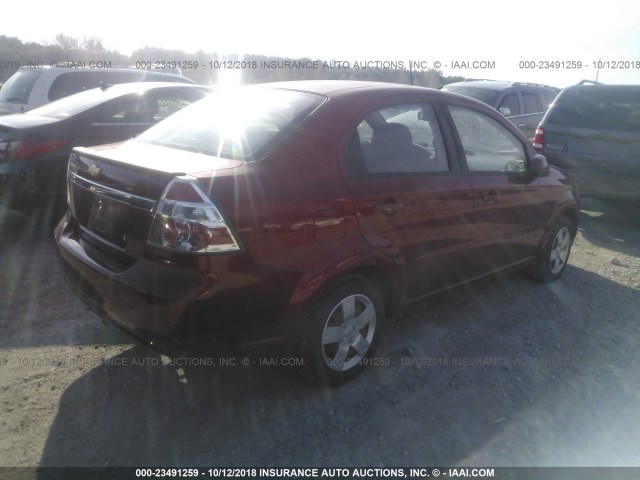 KL1TD5DE2AB132677 - 2010 CHEVROLET AVEO LS/LT RED photo 4