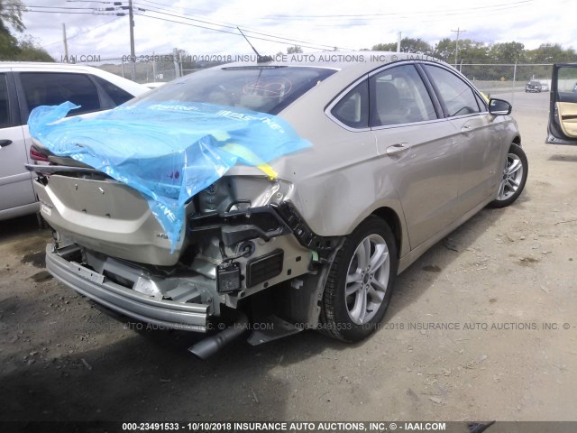 3FA6P0LU0JR140285 - 2018 FORD FUSION SE HYBRID GOLD photo 4