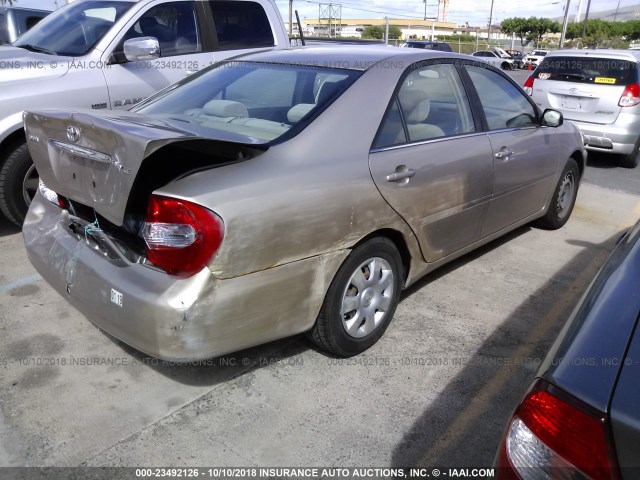 JTDBE30K240284766 - 2004 TOYOTA CAMRY LE/XLE GOLD photo 4