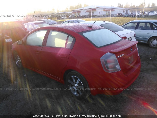 3N1AB6AP0CL692154 - 2012 NISSAN SENTRA 2.0/2.0S/SR/2.0SL RED photo 3