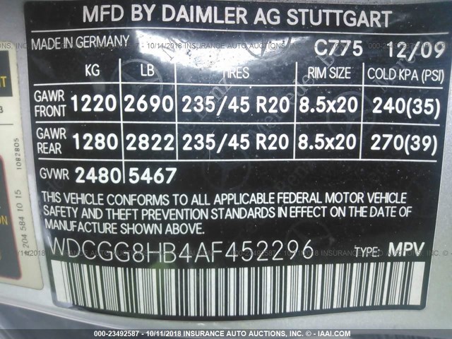 WDCGG8HB4AF452296 - 2010 MERCEDES-BENZ GLK 350 4MATIC SILVER photo 9