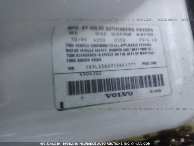 YV1LS56D9Y2641771 - 2000 VOLVO S70 GLT/SE WHITE photo 9