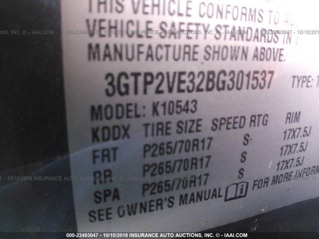 3GTP2VE32BG301537 - 2011 GMC SIERRA K1500 SLE GRAY photo 9