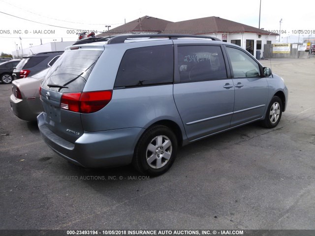 5TDZA23C24S099185 - 2004 TOYOTA SIENNA CE/LE BLUE photo 4