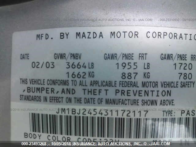 JM1BJ245431172117 - 2003 MAZDA PROTEGE PR5 银色 照片 9