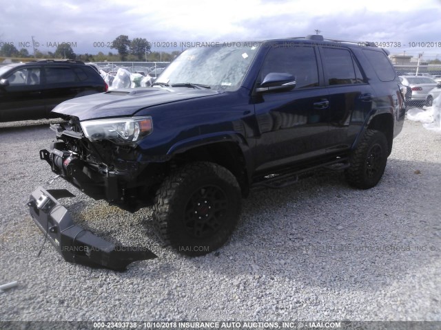 JTEBU5JR8G5395173 - 2016 TOYOTA 4RUNNER SR5 PREM/LTDL/TRAIL/TRD Navy photo 2