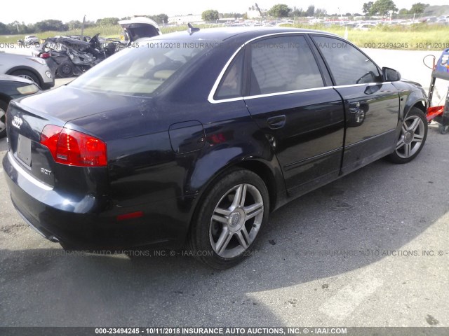 WAUAF78E58A051671 - 2008 AUDI A4 2.0T BLUE photo 4