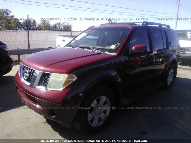 5N1AR18U15C738527 - 2005 NISSAN PATHFINDER LE/SE/XE RED photo 2