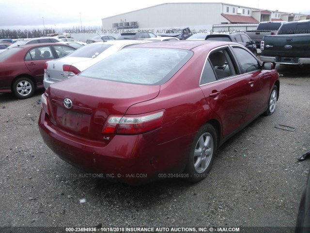 4T4BE46K78R034761 - 2008 TOYOTA CAMRY CE/LE/XLE/SE RED photo 4