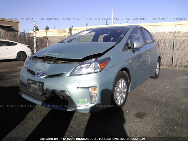 JTDKN3DP4E3057424 - 2014 TOYOTA PRIUS PLUG-IN  Light Blue photo 2