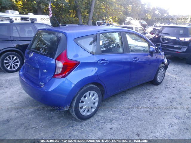 3N1CE2CP6EL362351 - 2014 NISSAN VERSA NOTE S/S PLUS/SV/SL BLUE photo 4