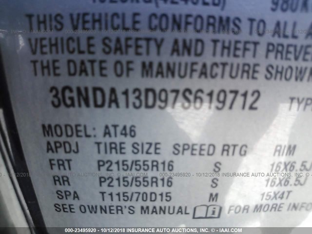 3GNDA13D97S619712 - 2007 CHEVROLET HHR LS Negro foto 9