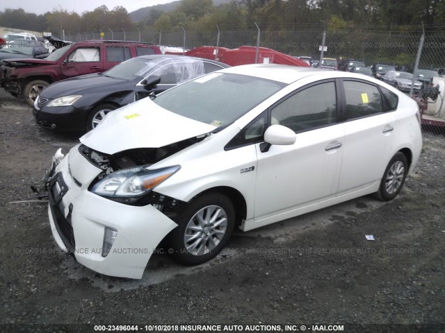 JTDKN3DP6C3009663 - 2012 TOYOTA PRIUS PLUG-IN  WHITE photo 2