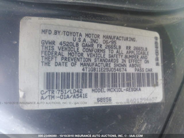 4T1GB11E2SU054674 - 1995 TOYOTA AVALON XLS GREEN photo 9