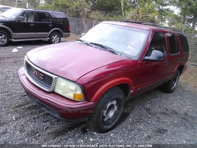 1GKCS13W6W2536966 - 1998 GMC JIMMY أحمر صورة 2
