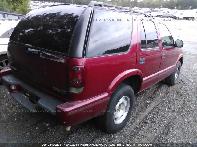 1GKCS13W6W2536966 - 1998 GMC JIMMY أحمر صورة 4