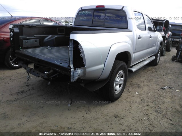 5TEJU62N78Z560145 - 2008 TOYOTA TACOMA DOUBLE CAB PRERUNNER SILVER photo 4