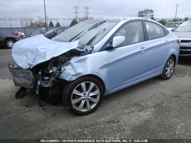 KMHCU4AE4DU392428 - 2013 HYUNDAI ACCENT GLS/SE Light Blue photo 2