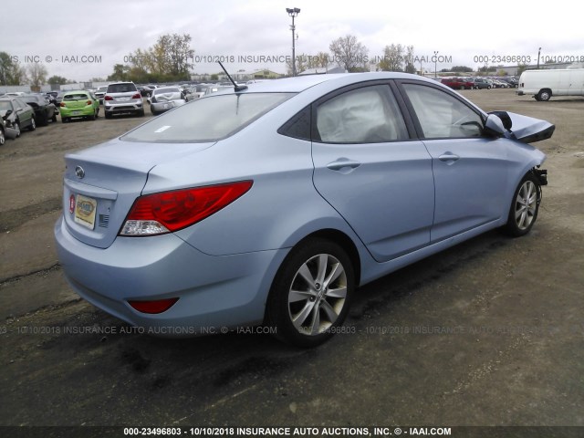 KMHCU4AE4DU392428 - 2013 HYUNDAI ACCENT GLS/SE Light Blue photo 4