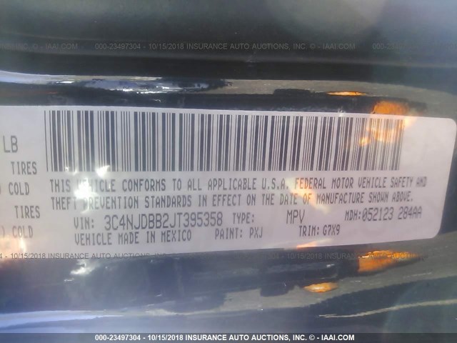 3C4NJDBB2JT395358 - 2018 JEEP COMPASS LATITUDE 黑色 照片 9