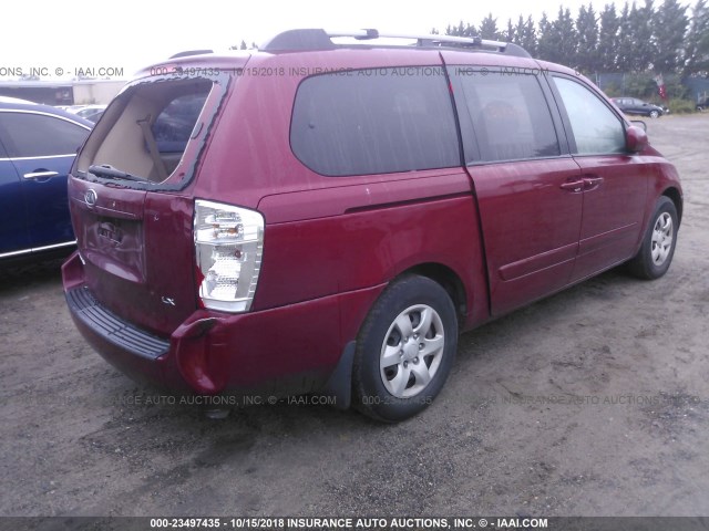 KNDMB233X76180463 - 2007 KIA SEDONA EX/LX RED photo 4