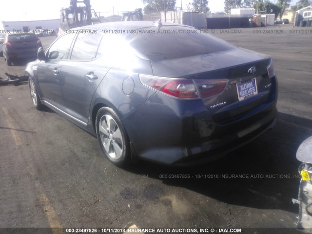 KNAGN4AD8E5063895 - 2014 KIA OPTIMA HYBRID BLUE photo 3