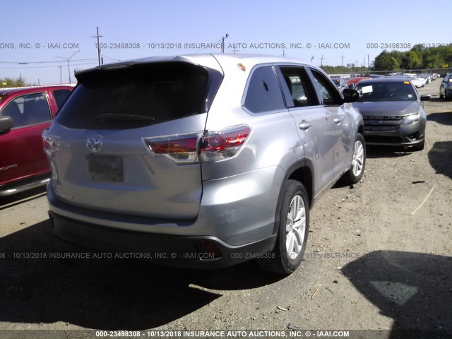 5TDZKRFH1GS173407 - 2016 TOYOTA HIGHLANDER LE/LE PLUS GRAY photo 4