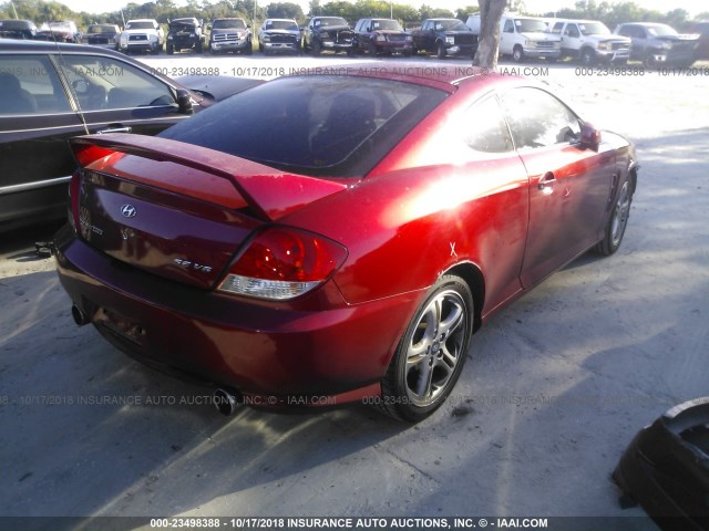 KMHHN65F15U174465 - 2005 HYUNDAI TIBURON GT RED photo 4