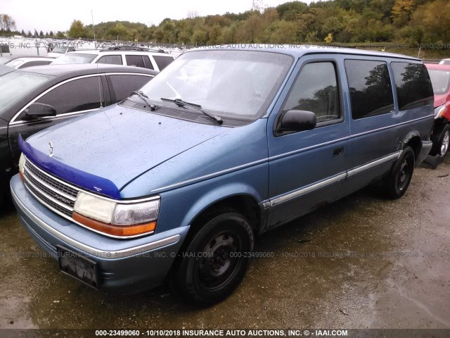 1P4GH44R6PX562201 - 1993 PLYMOUTH GRAND VOYAGER SE BLUE photo 2
