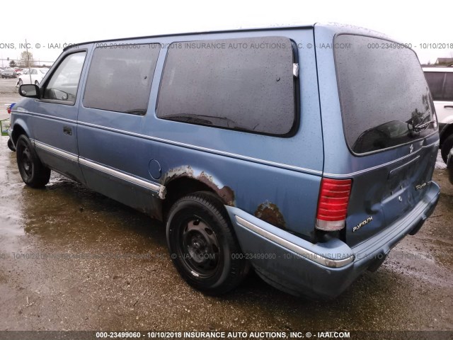 1P4GH44R6PX562201 - 1993 PLYMOUTH GRAND VOYAGER SE BLUE photo 3