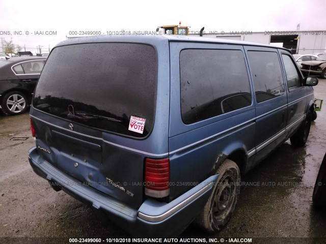 1P4GH44R6PX562201 - 1993 PLYMOUTH GRAND VOYAGER SE BLUE photo 4