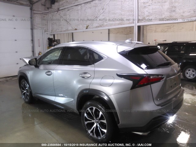 JTJBARBZ6G2049740 - 2016 LEXUS NX 200T/BASE/F SPORT SILVER photo 3