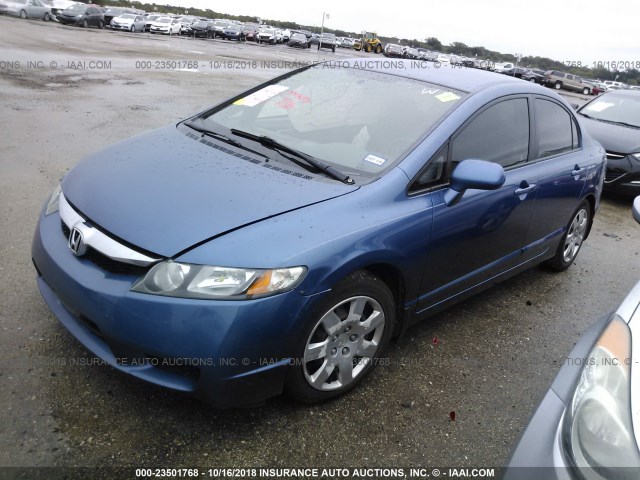 19XFA16579E046378 - 2009 HONDA CIVIC LX BLUE photo 2