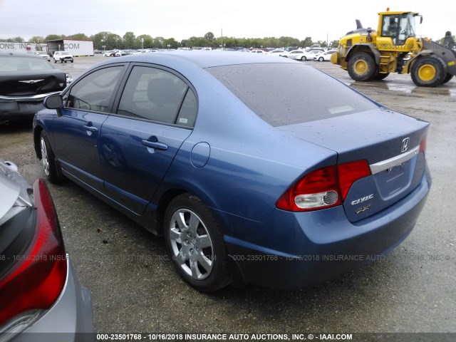 19XFA16579E046378 - 2009 HONDA CIVIC LX BLUE photo 3