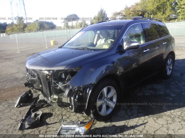 2HNYD2H35CH523042 - 2012 ACURA MDX TECHNOLOGY GRAY photo 2