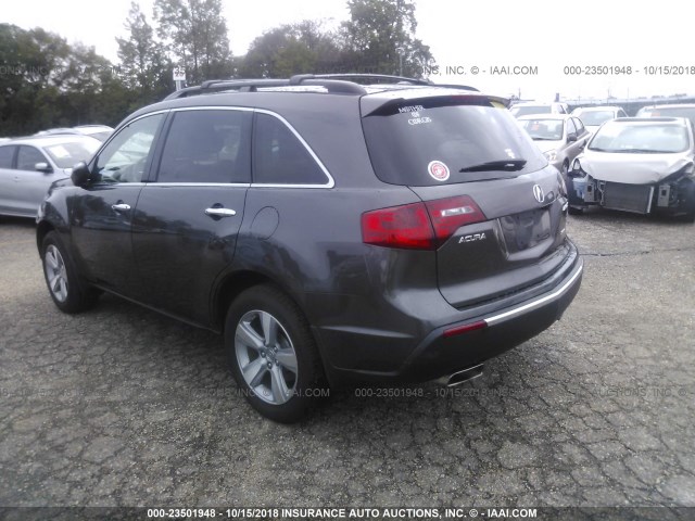 2HNYD2H35CH523042 - 2012 ACURA MDX TECHNOLOGY GRAY photo 3