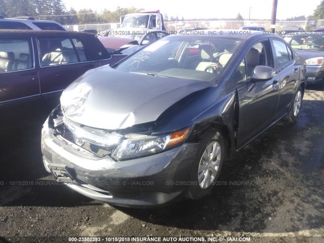 2HGFB2F59CH563553 - 2012 HONDA CIVIC LX GRAY photo 2